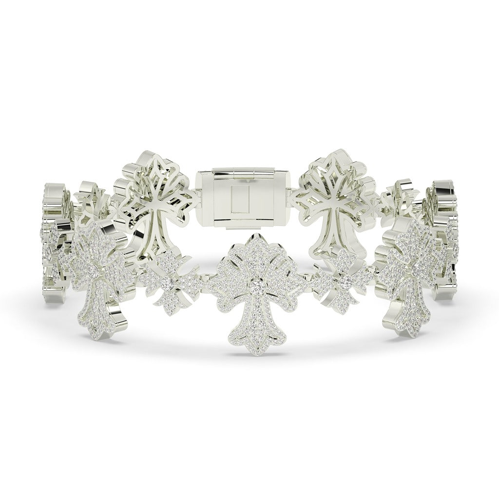 Royal Bloom Pavé Cross Bracelet