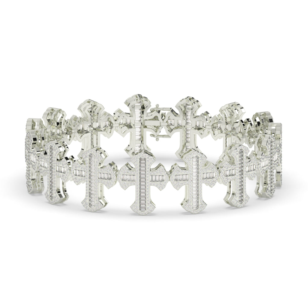 Iced Baguette Faith Cross Bracelet
