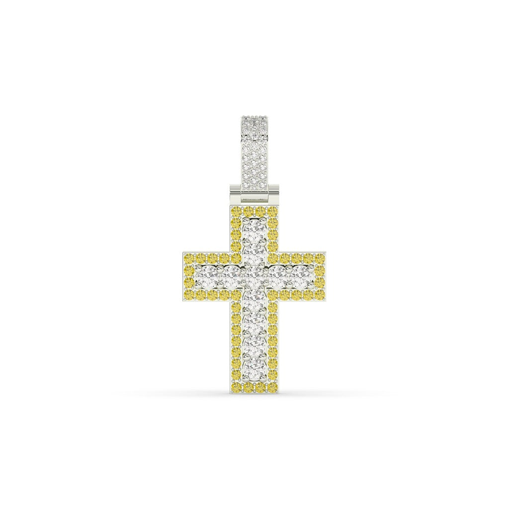 Bold Round Diamond Cross Pendant