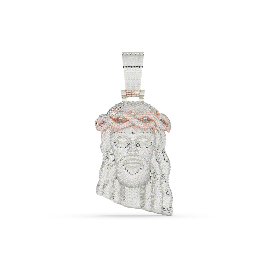 Divine Jesus Face Rose Crown Pendant
