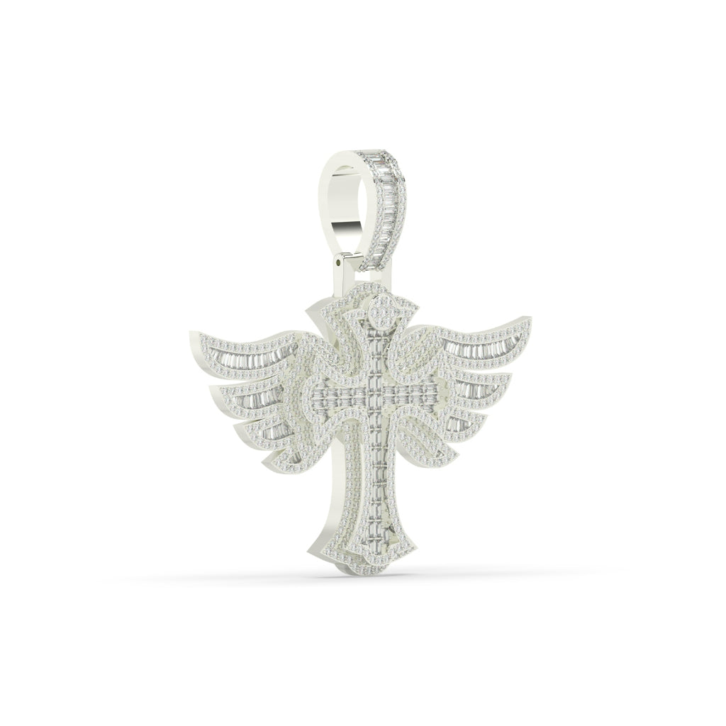 Angel Wings Diamond Cross Pendant