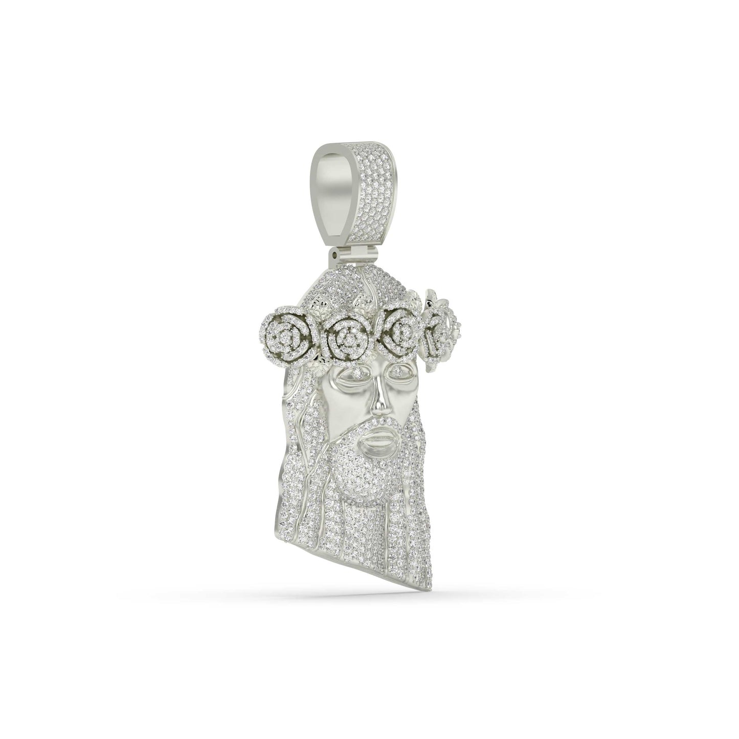 Jesus Rose Crown Diamond Pendant