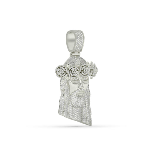 Jesus Rose Crown Diamond Pendant