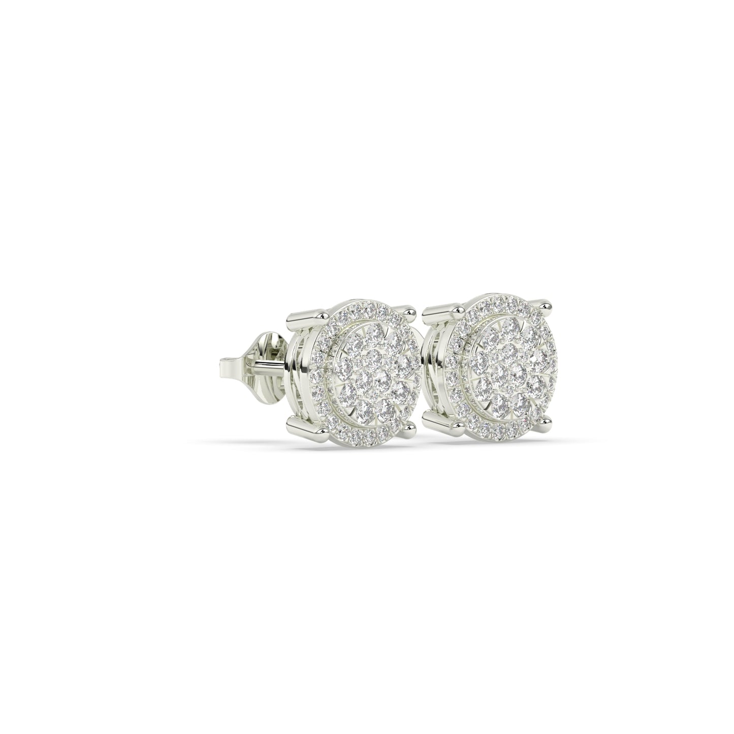 Radiant Circle Diamond Stud Earrings