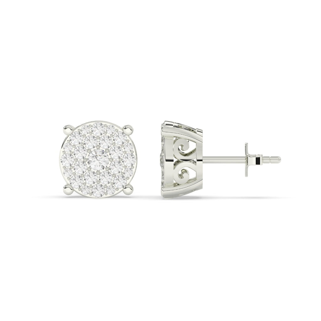 Gold Pavé Cluster Stud Earrings