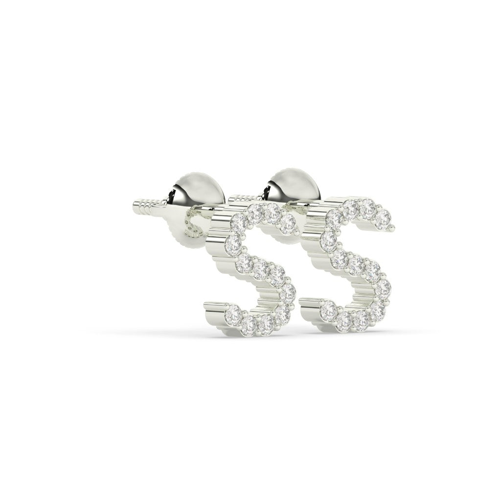 Elegant S Shape Diamond Studs