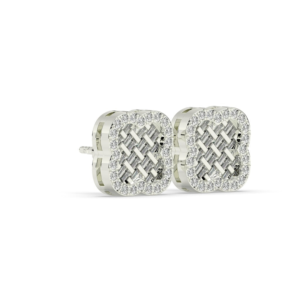 Crisscross Baguette Halo Studs
