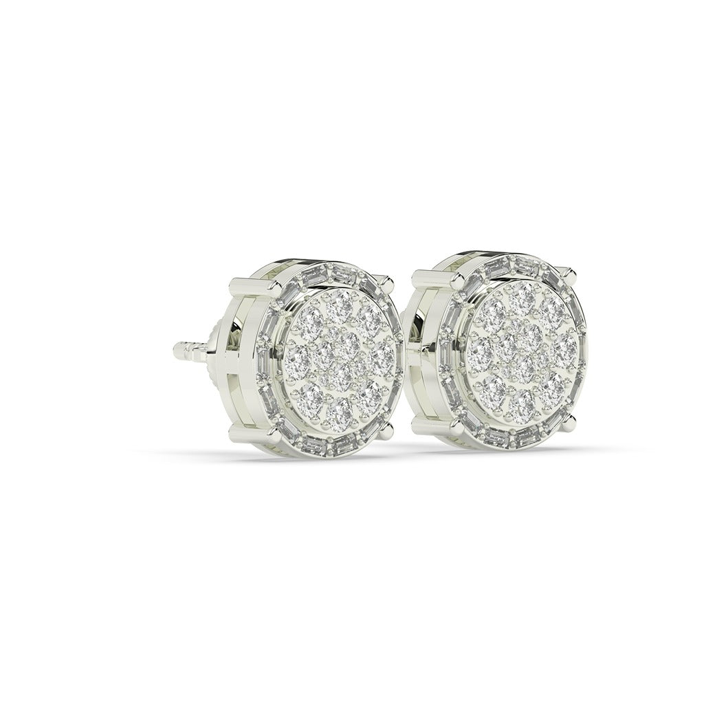 Baguette Border Diamond Studs