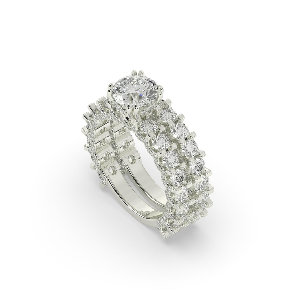 Round Cut Diamond Eternity Bridal Set