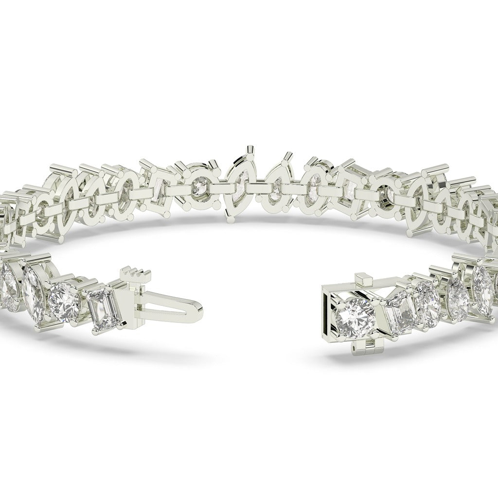 Mixed Cut Diamond Tennis Bracelet