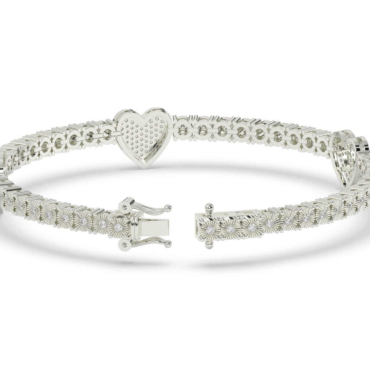 Diamond Heart Love Link Bracelet