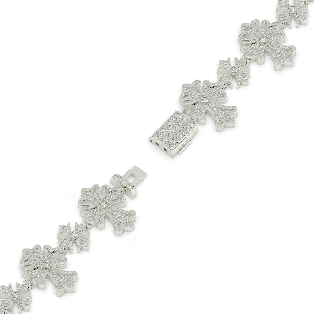 Royal Bloom Pavé Cross Bracelet