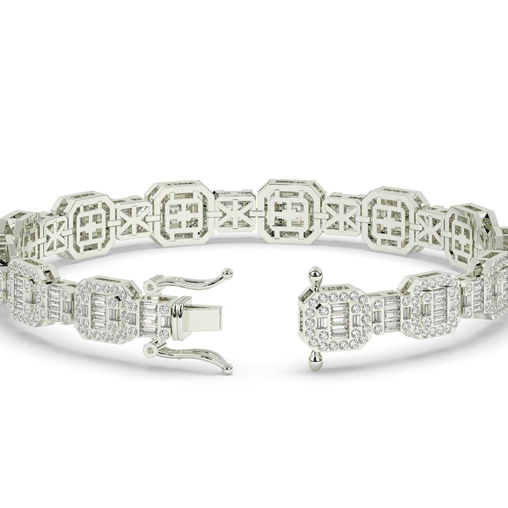 Octagon Baguette Diamond Link Bracelet