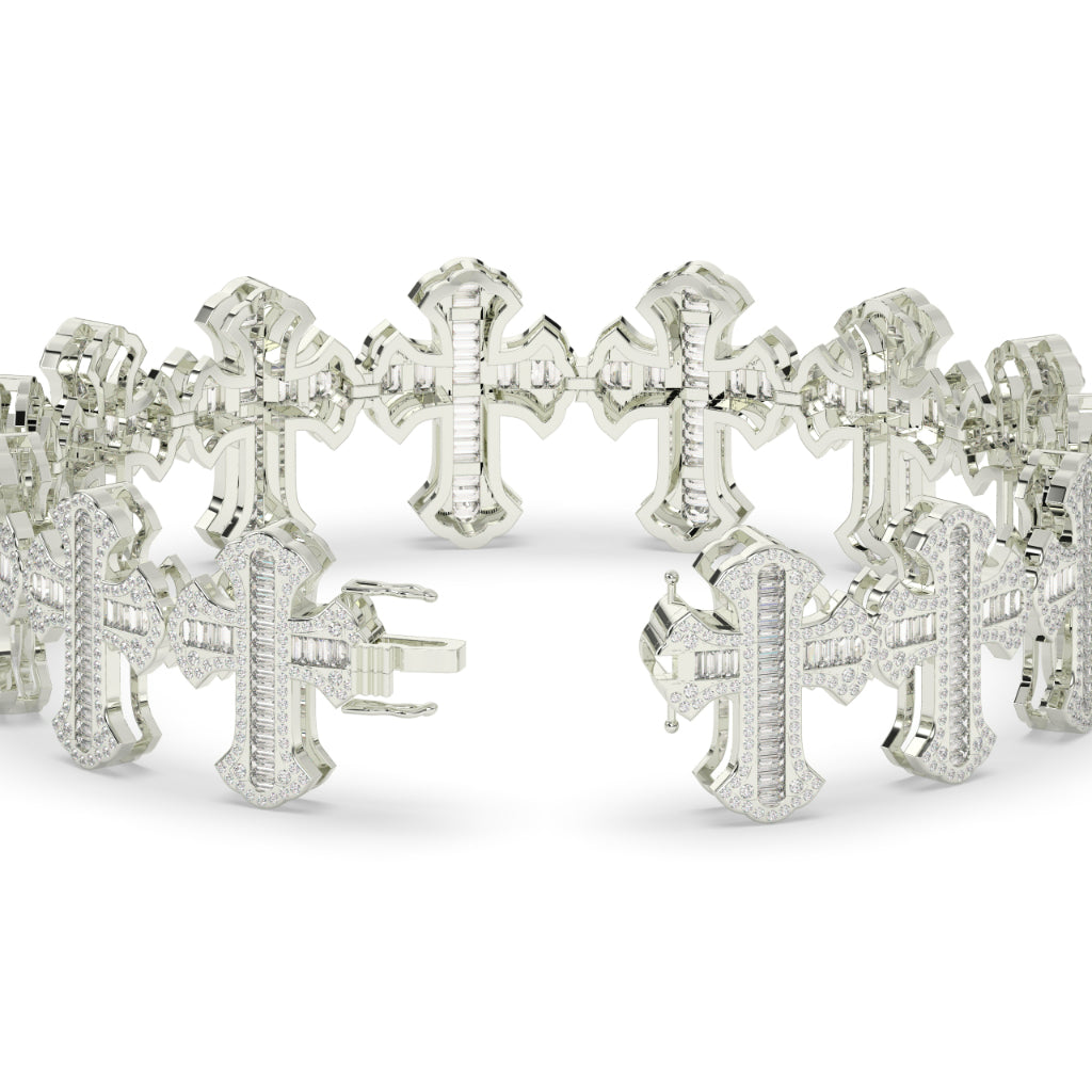 Iced Baguette Faith Cross Bracelet