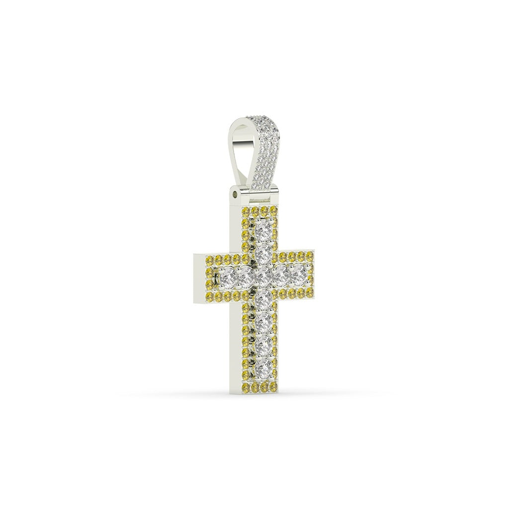 Bold Round Diamond Cross Pendant