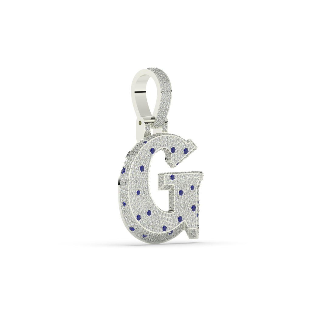 Glittering G Blue Diamond Pendant