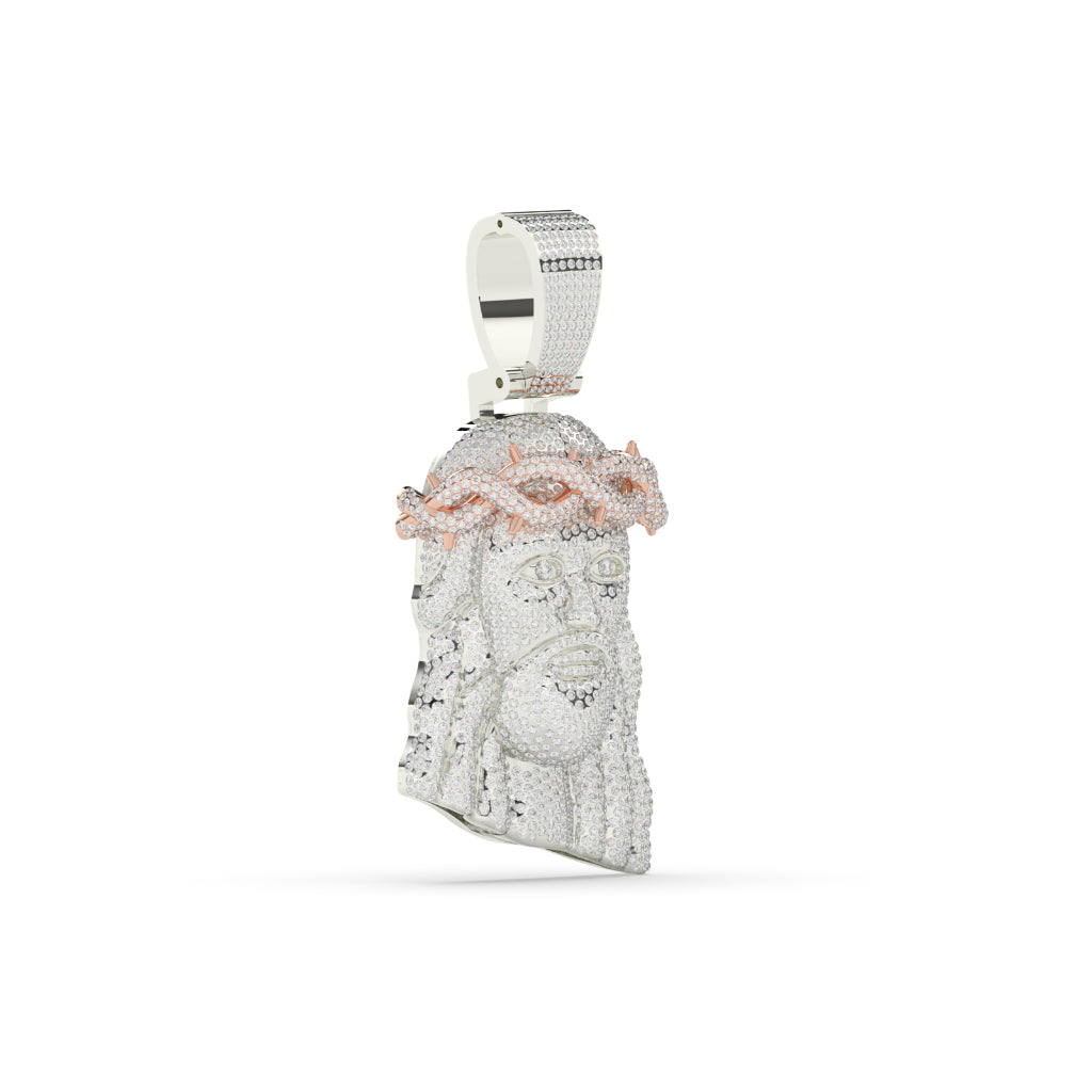 Divine Jesus Face Rose Crown Pendant