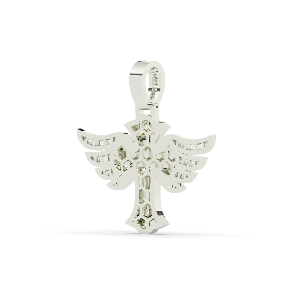 Angel Wings Diamond Cross Pendant