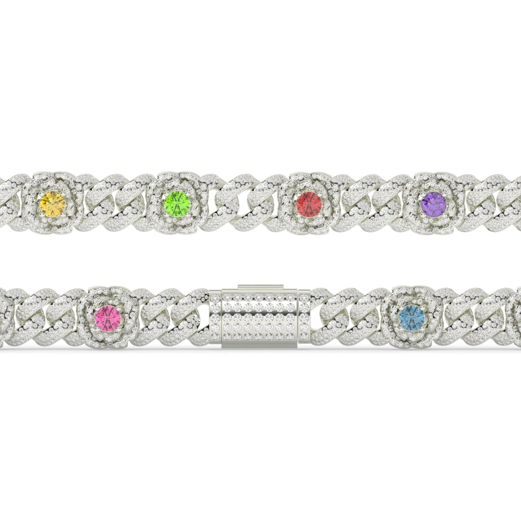 Rainbow Bloom Cuban Link Bracelet