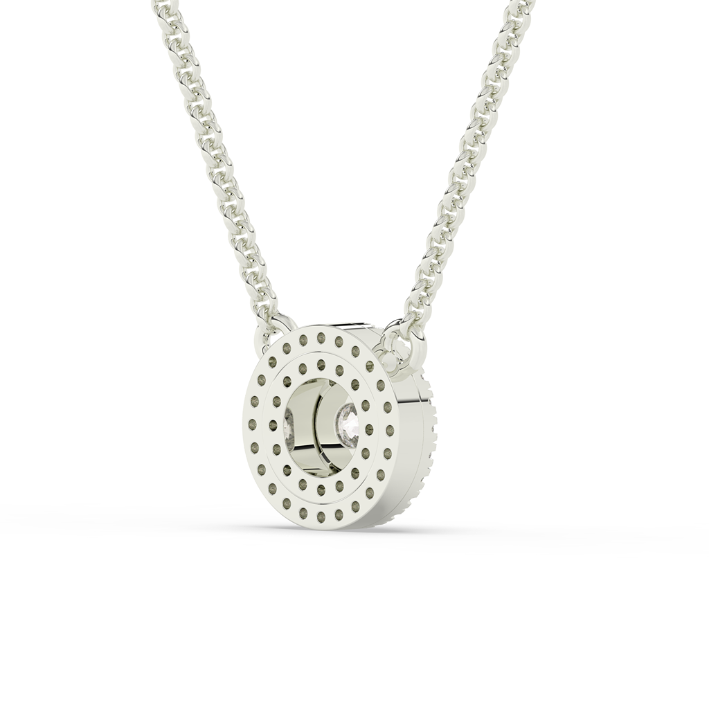 Double Halo Round Diamond Necklace