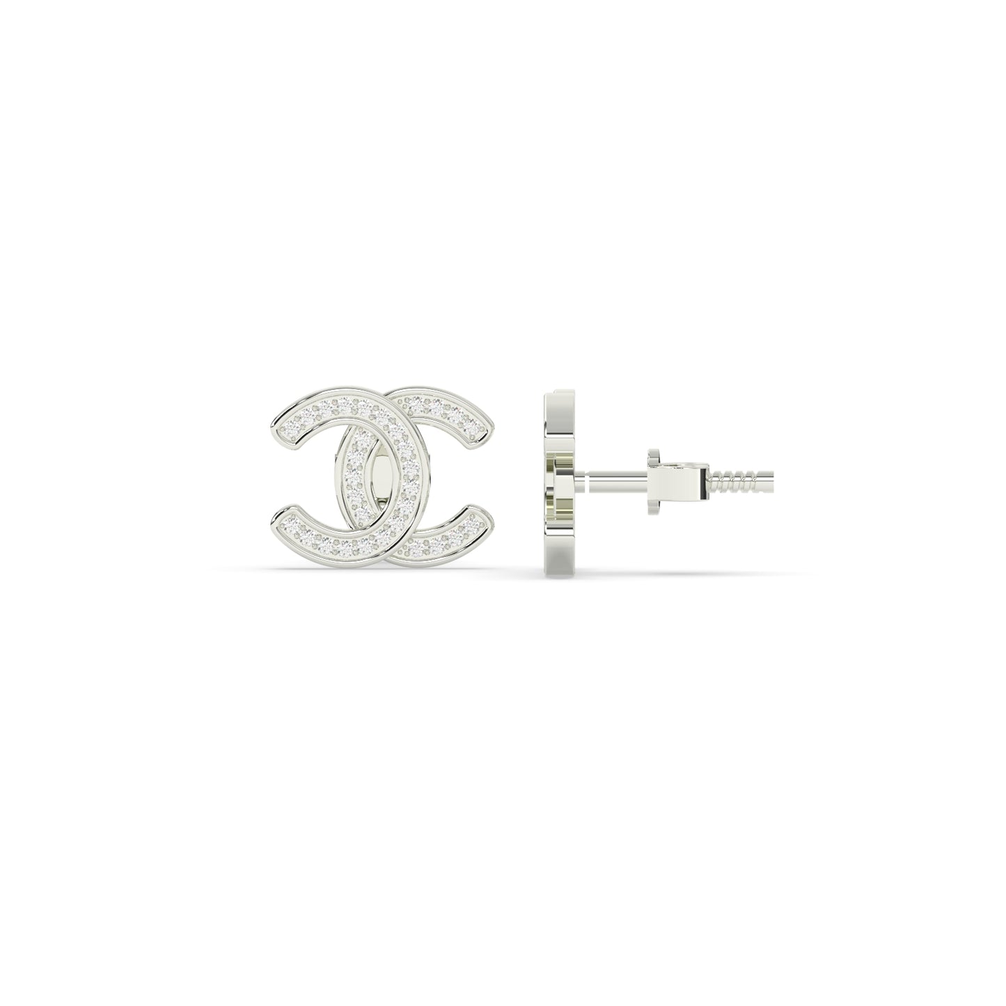 Twin C Sparkle Studs Earrings