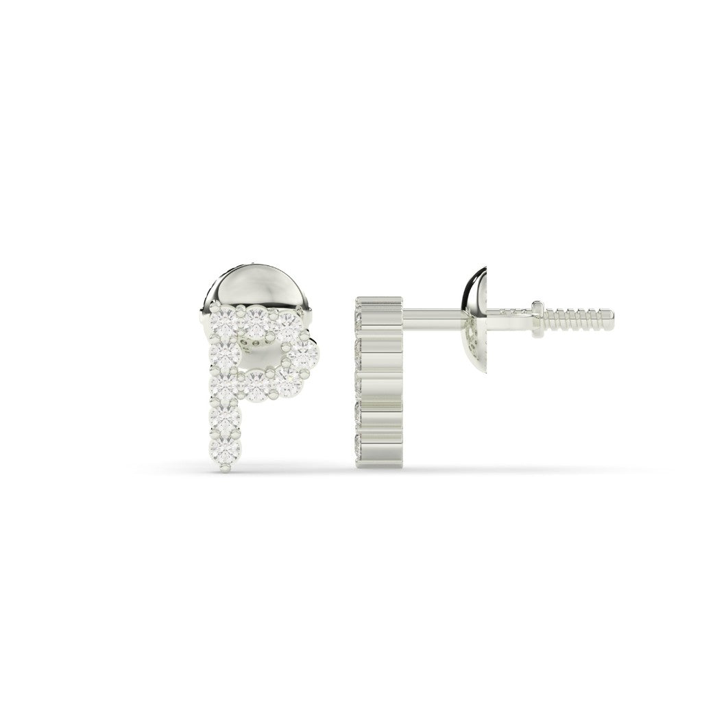 Diamond Letter P Stud Earrings
