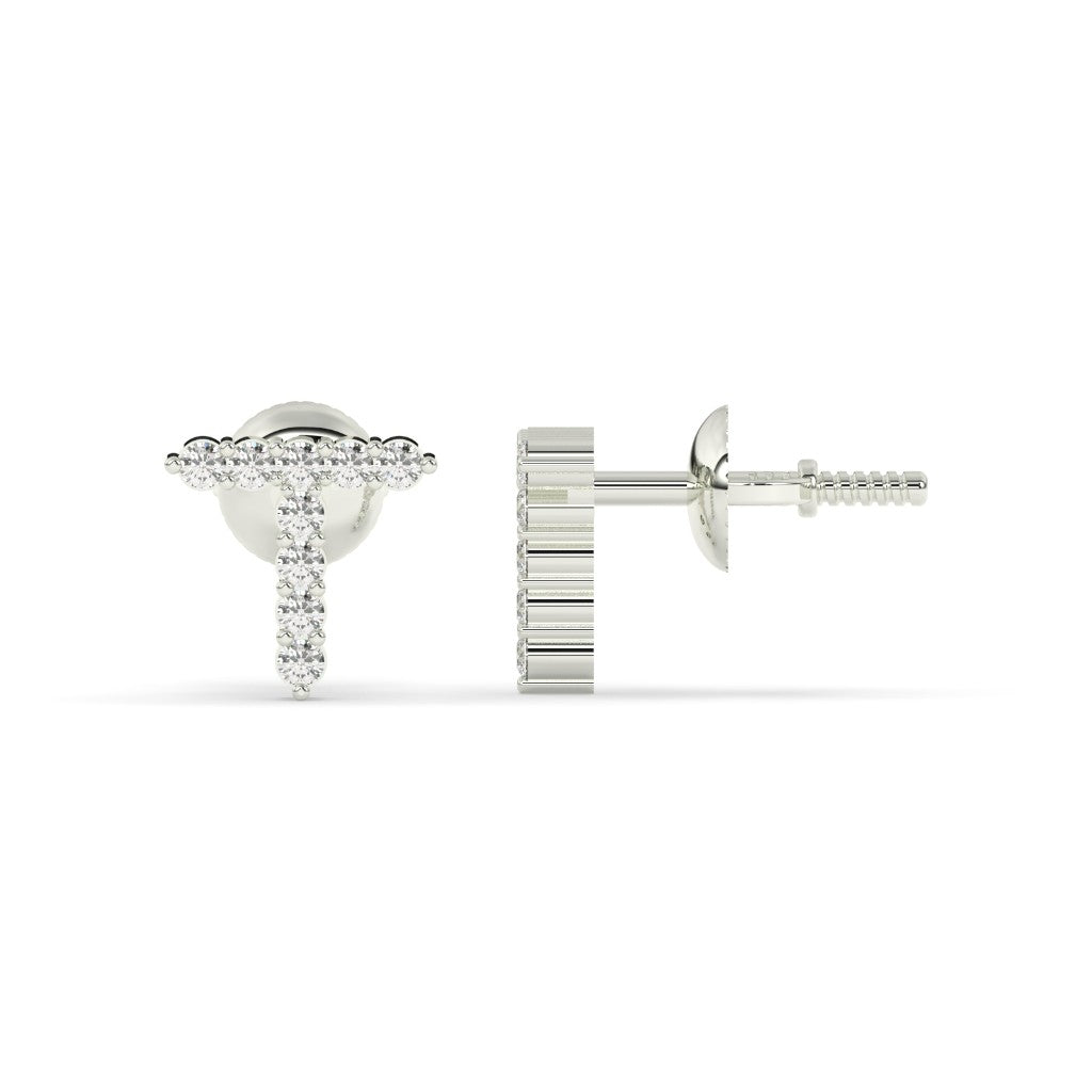 Personalized T Diamond Stud Earrings