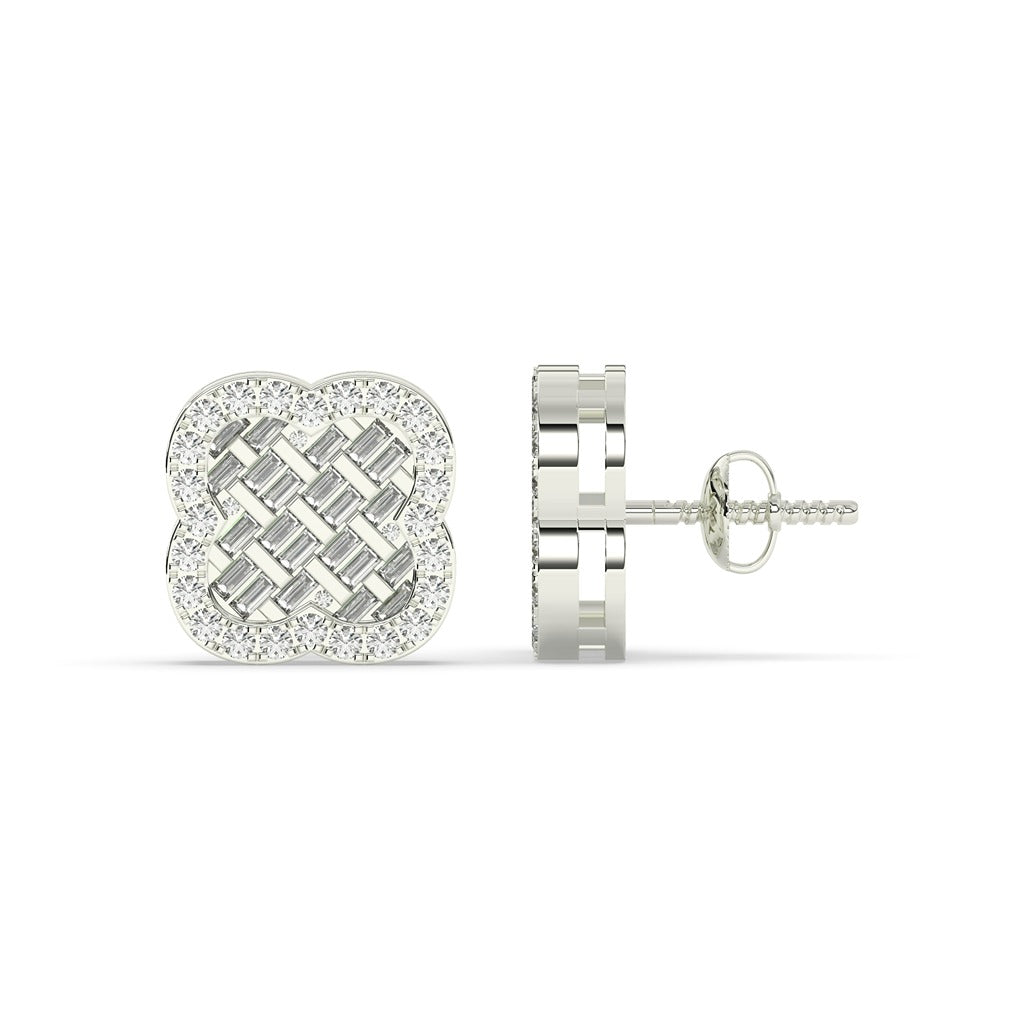 Crisscross Baguette Halo Studs