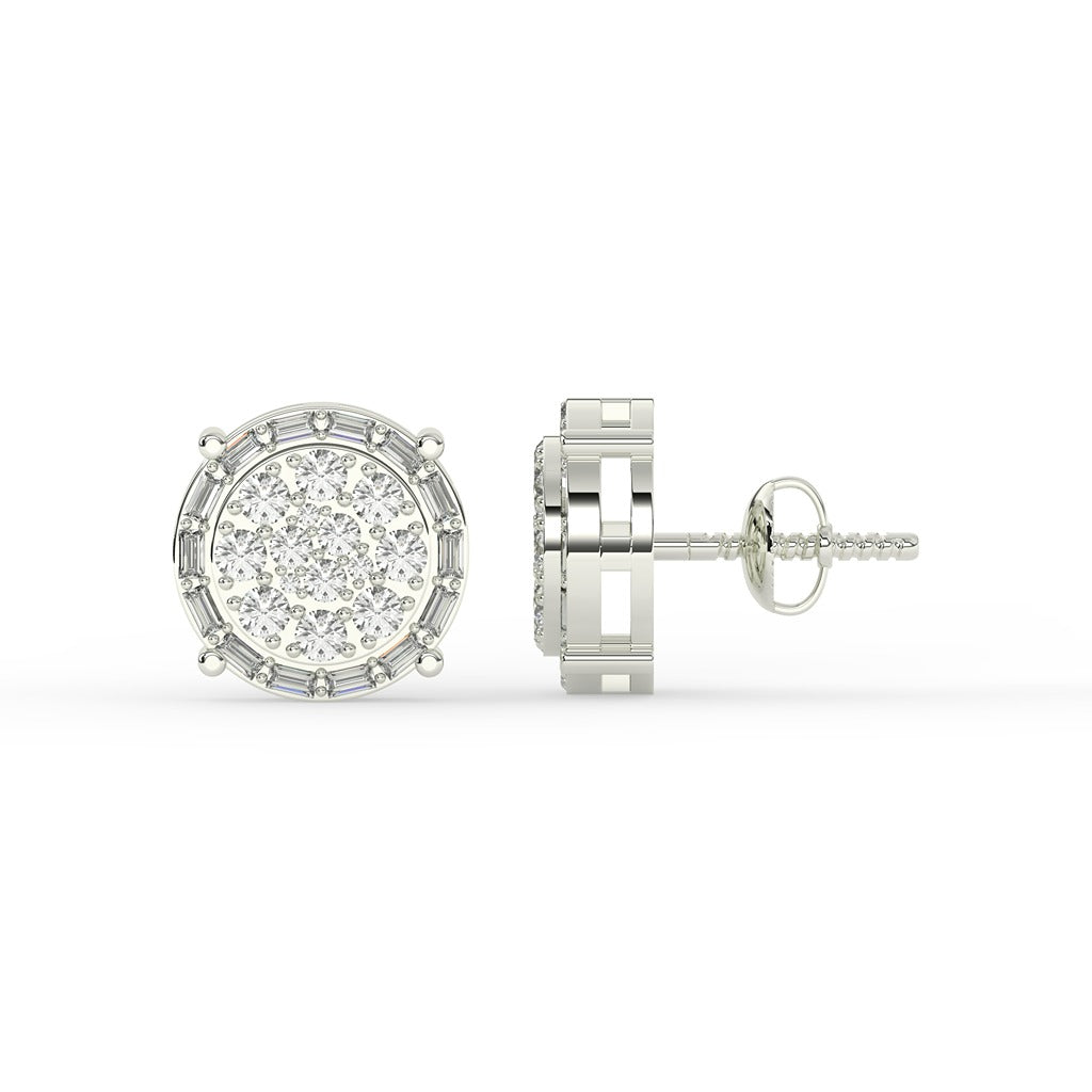 Baguette Border Diamond Studs