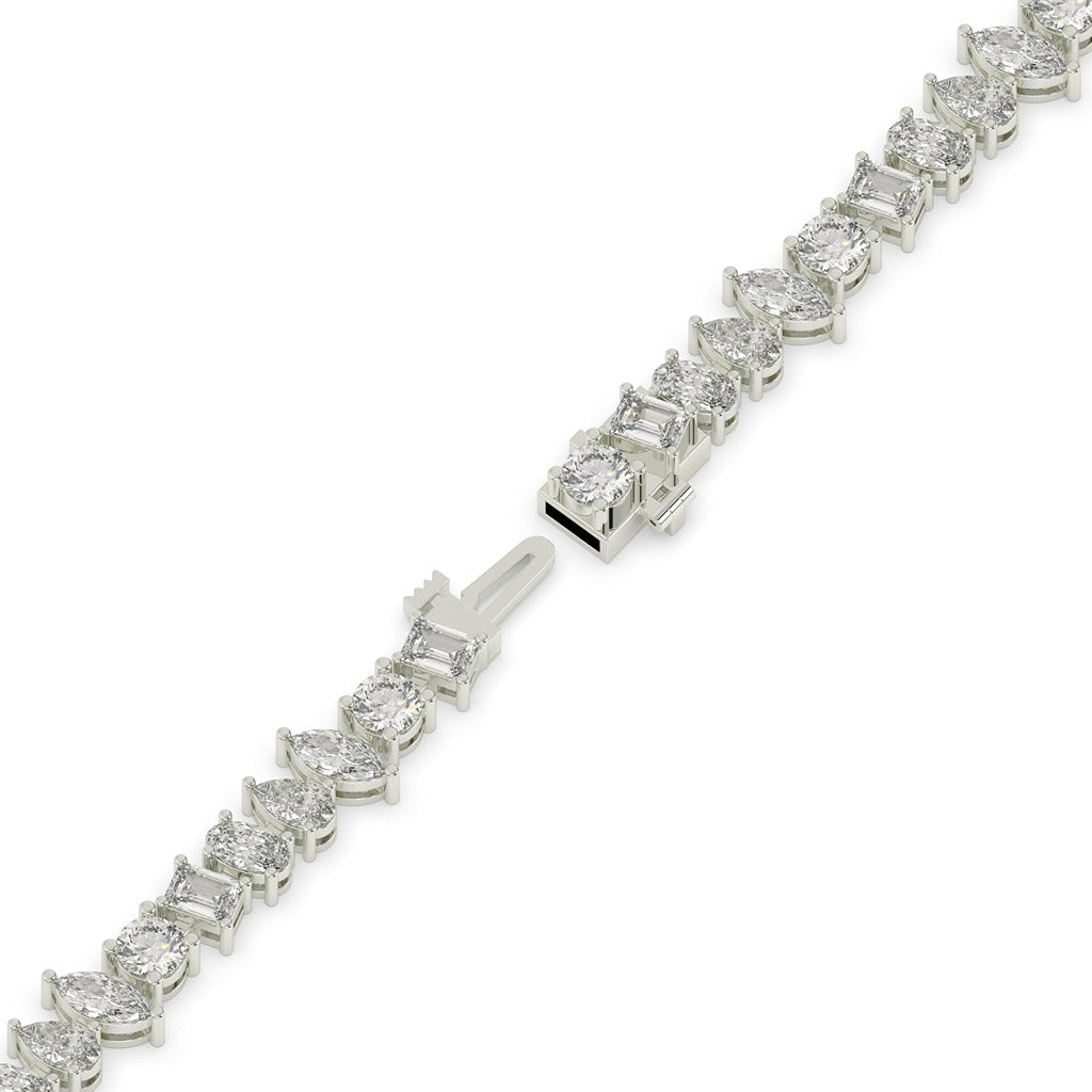 Mixed Cut Diamond Tennis Bracelet