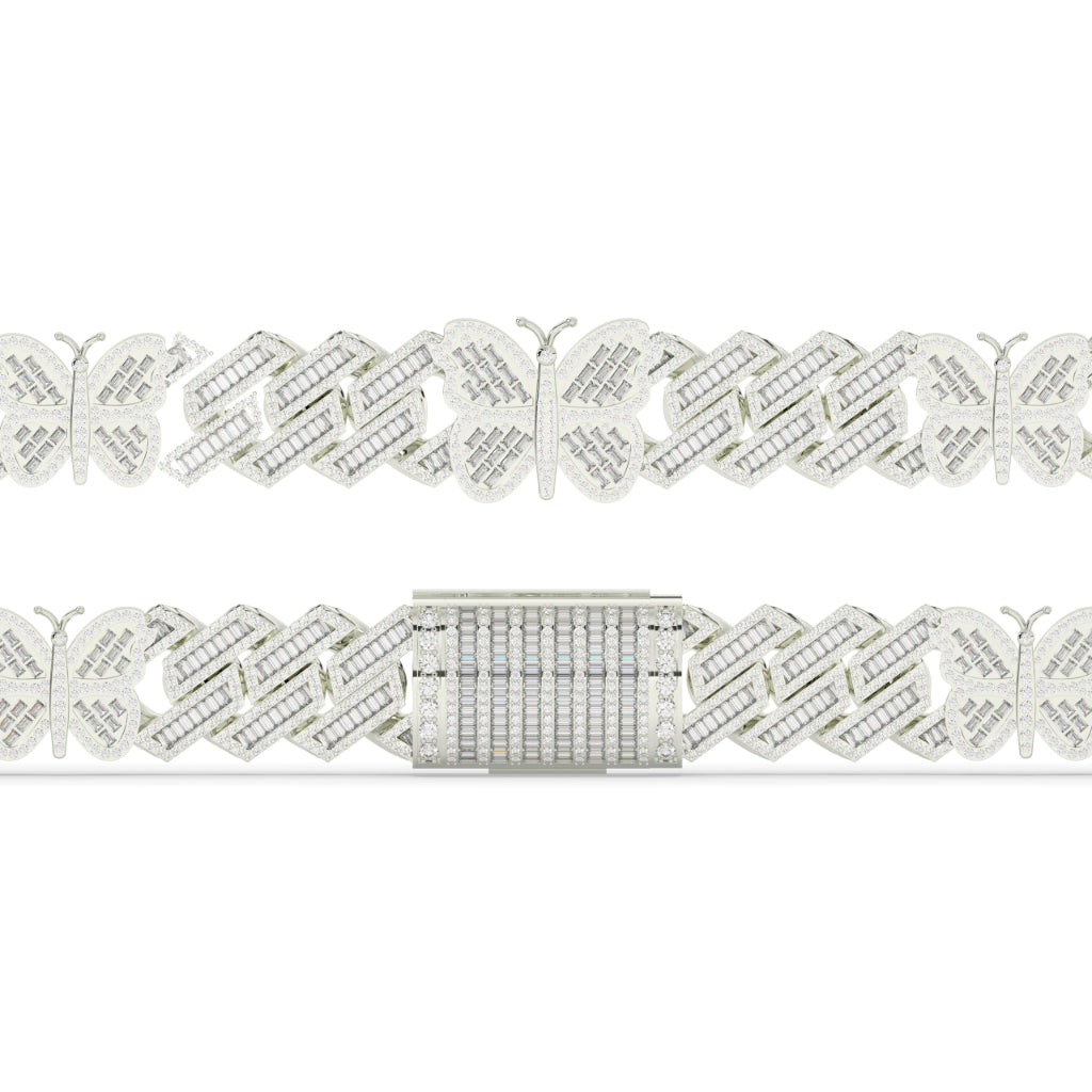 Butterfly Baguette Cuban Link Bracelet