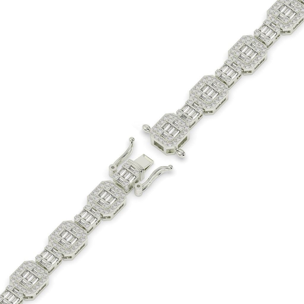 Octagon Baguette Diamond Link Bracelet