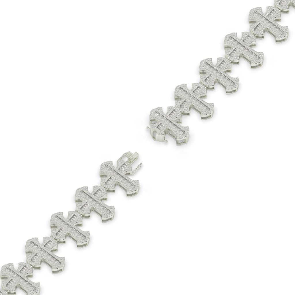 Iced Baguette Faith Cross Bracelet