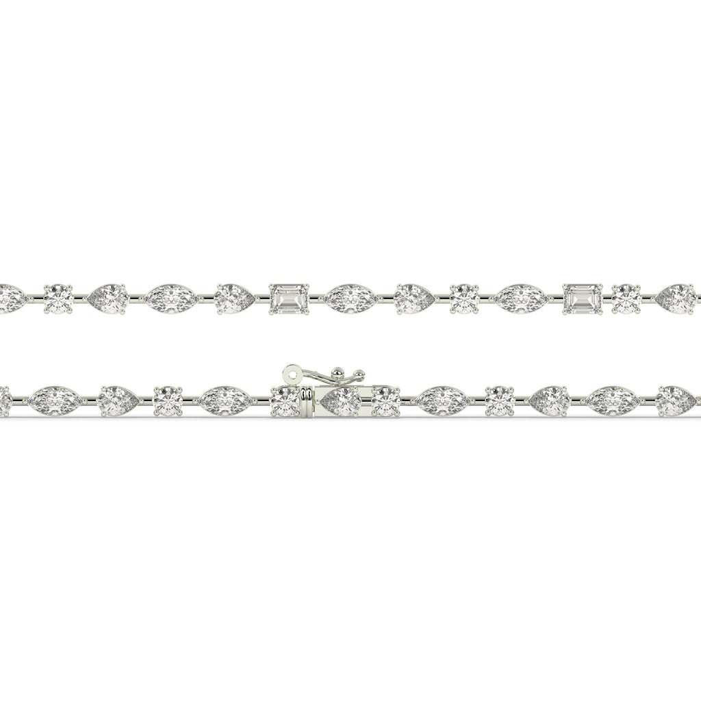 Three-Prong Round Diamond Tennis Bracelet in Gold