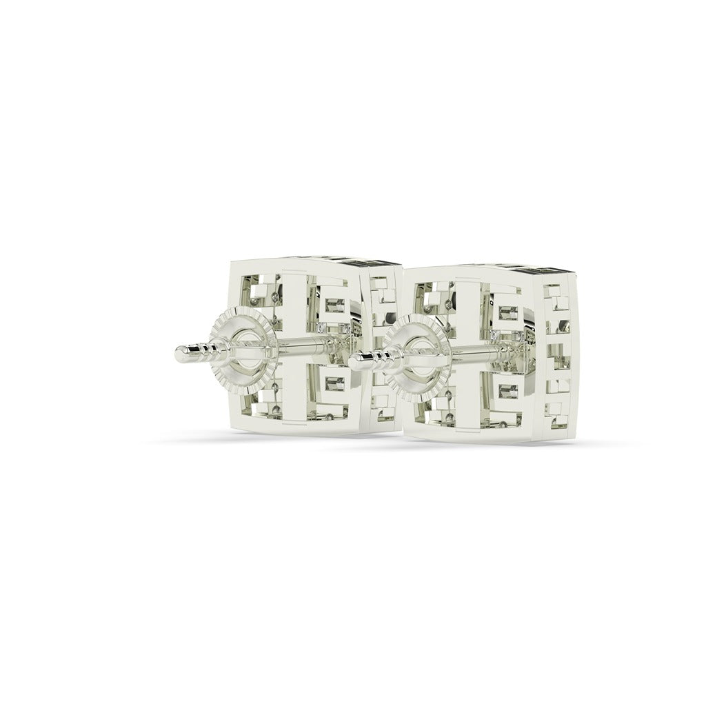 Geometric Baguette Square Diamond Studs