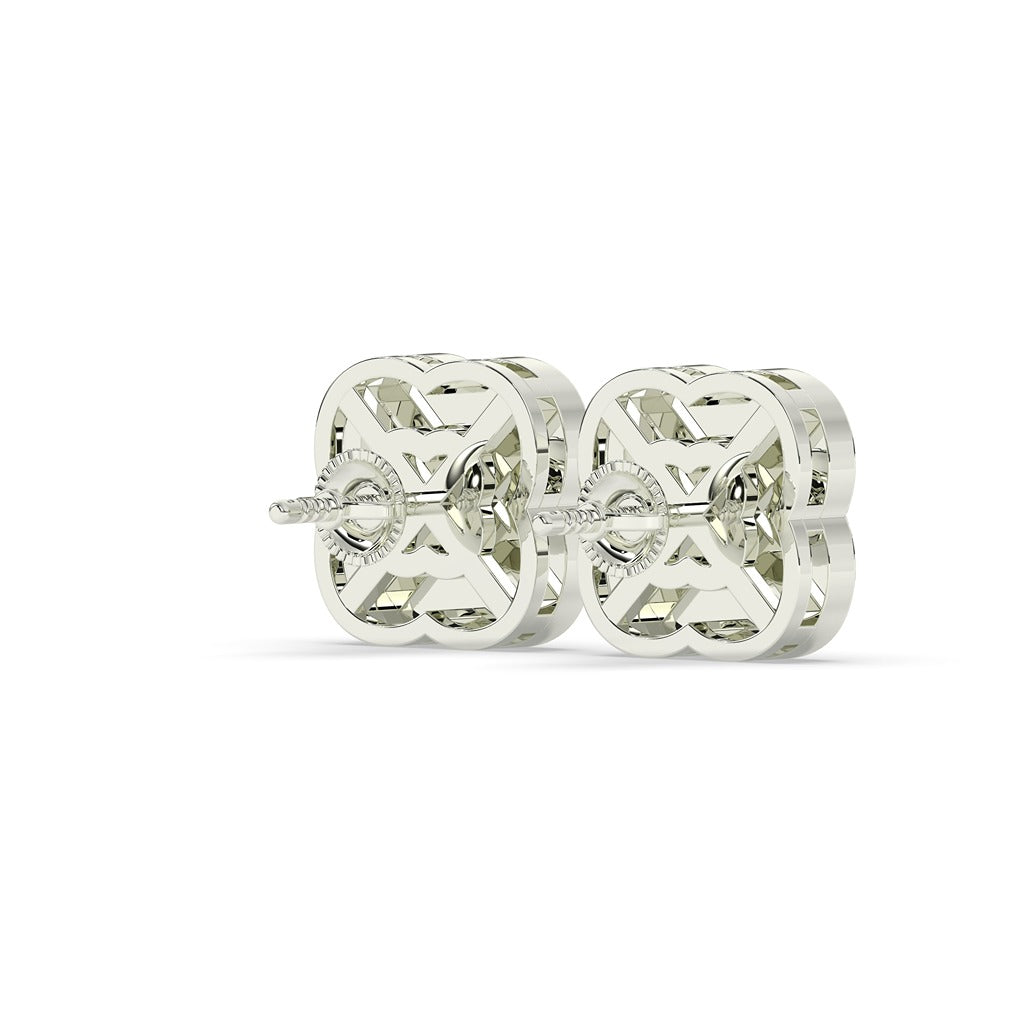 Crisscross Baguette Halo Studs