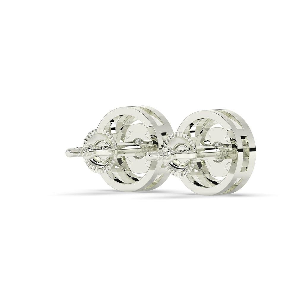 Gold Halo Circle Diamond Earrings