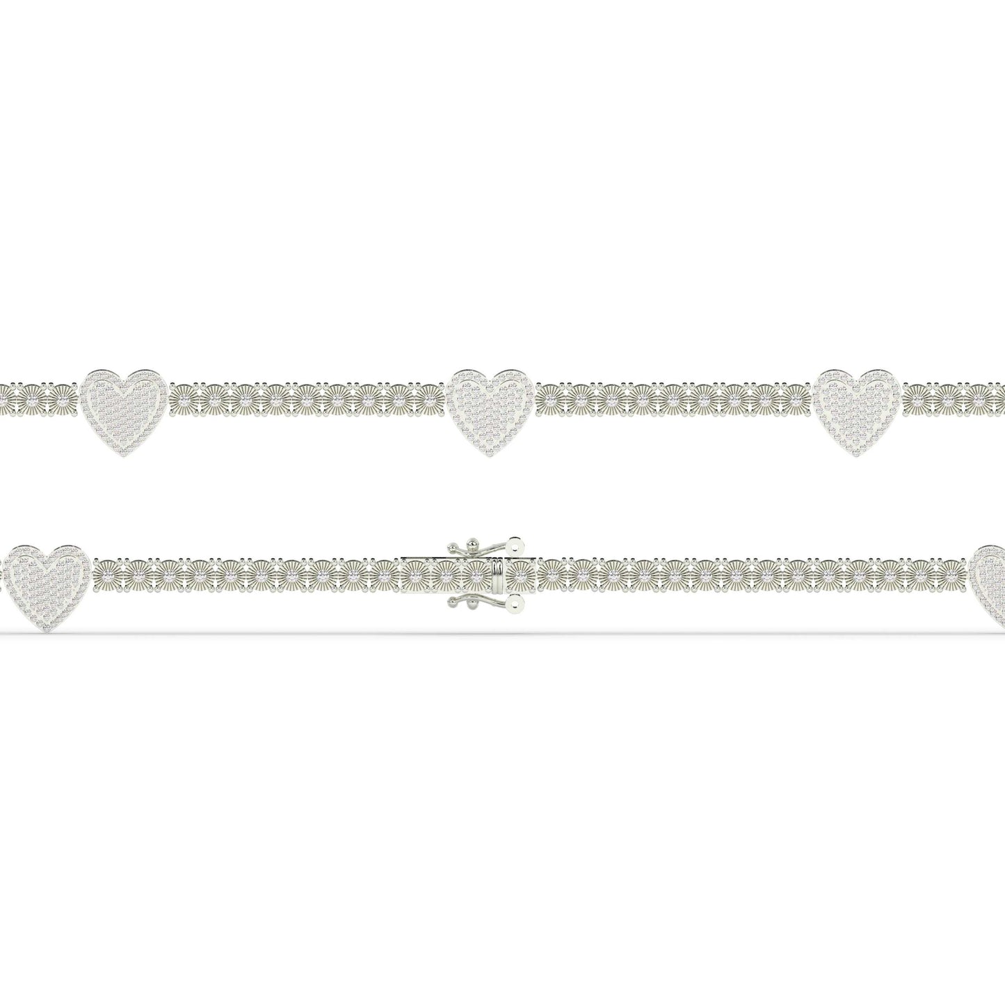 Diamond Heart Love Link Bracelet