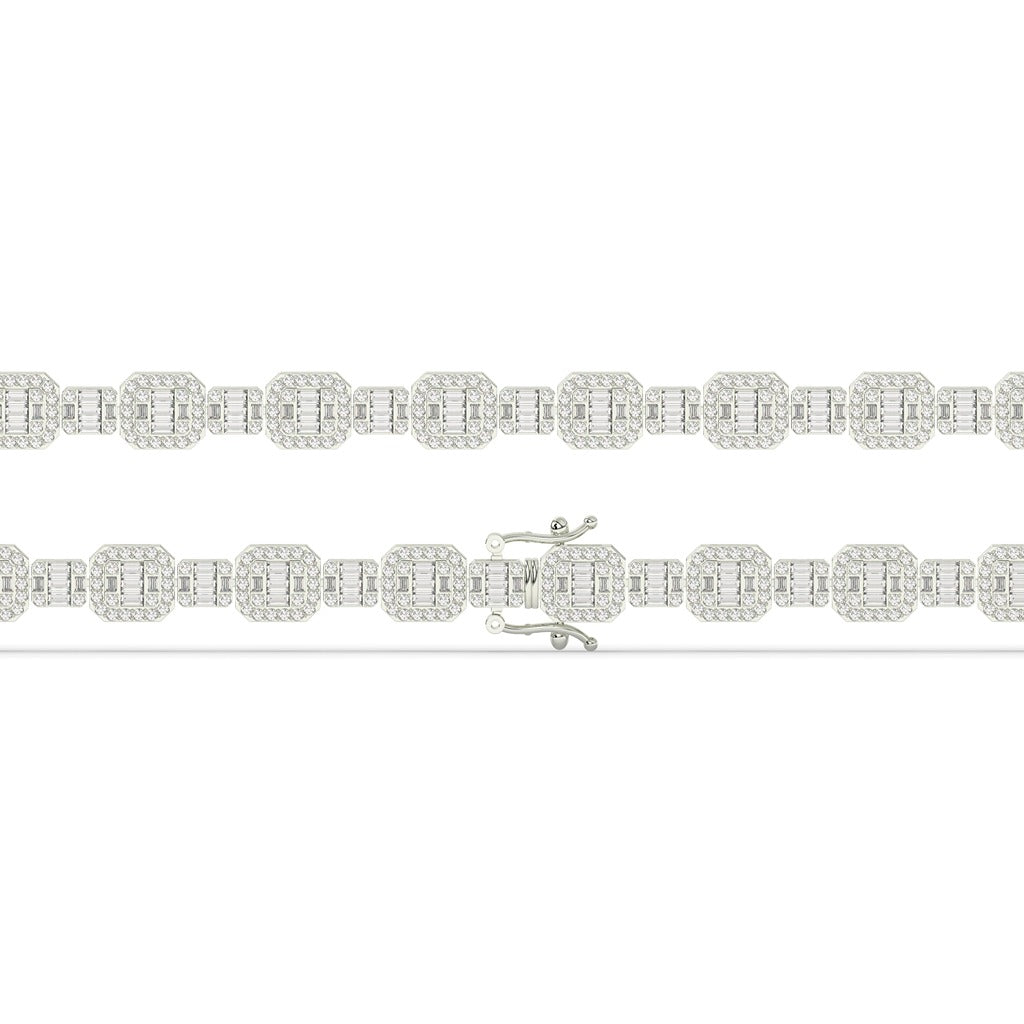 Octagon Baguette Diamond Link Bracelet