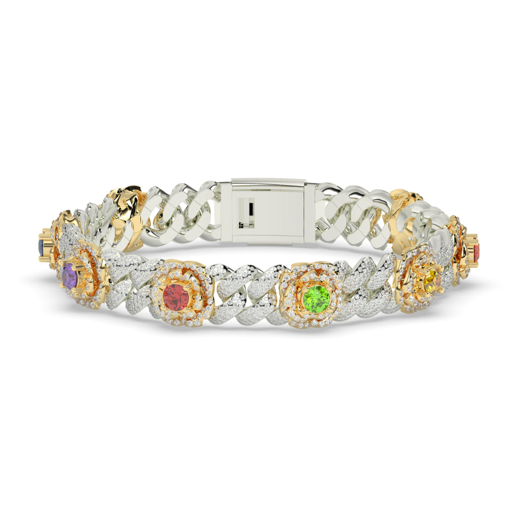 Rainbow Bloom Cuban Link Bracelet