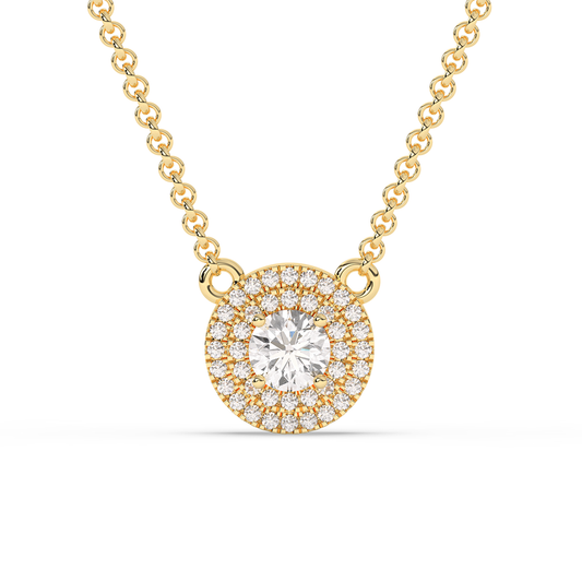 Double Halo Round Diamond Necklace