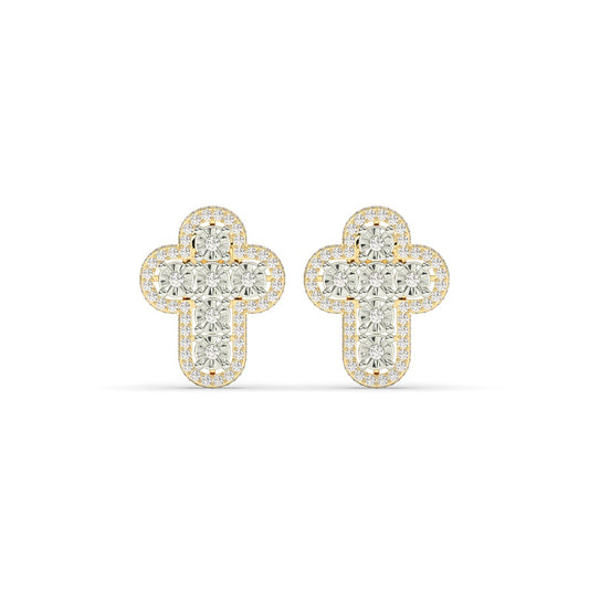 Iced Cross Cluster Stud Earrings