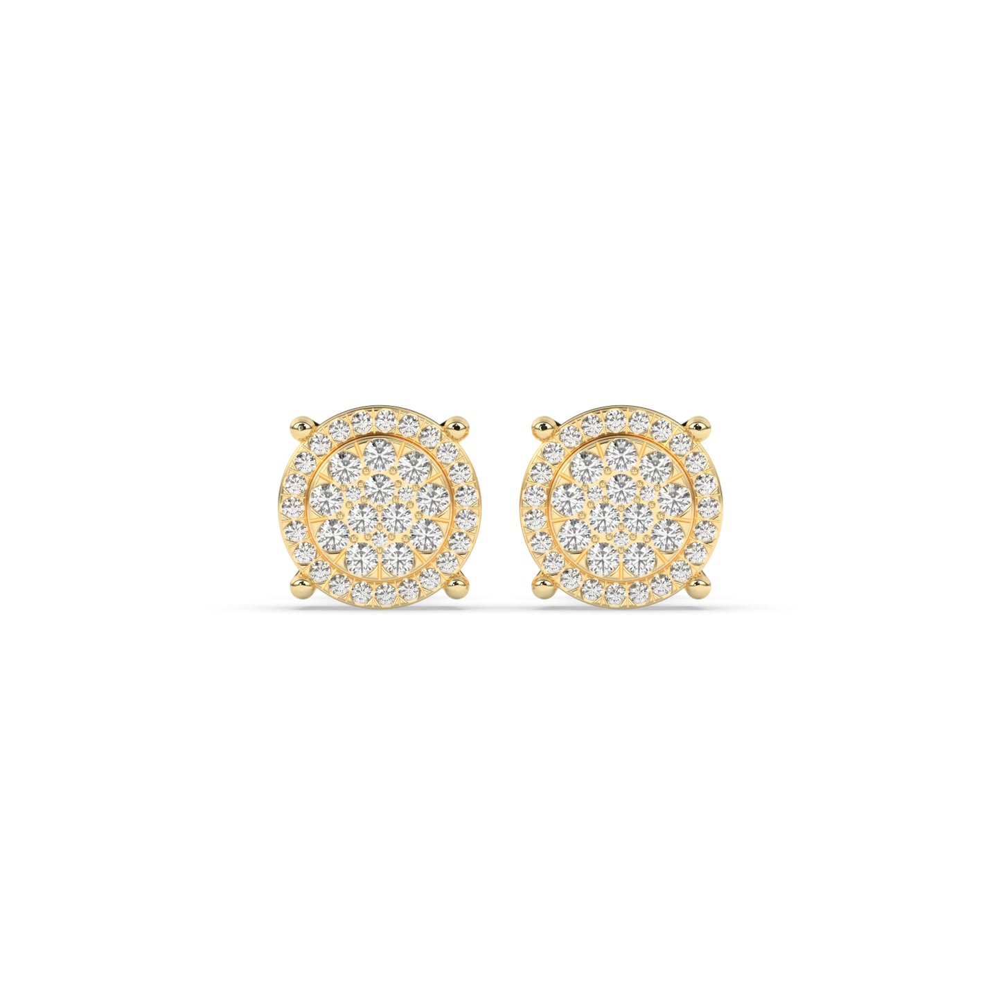 Radiant Circle Diamond Stud Earrings