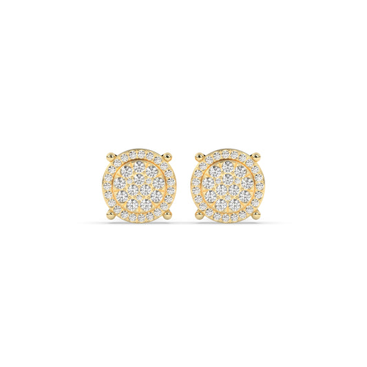 Radiant Circle Diamond Stud Earrings