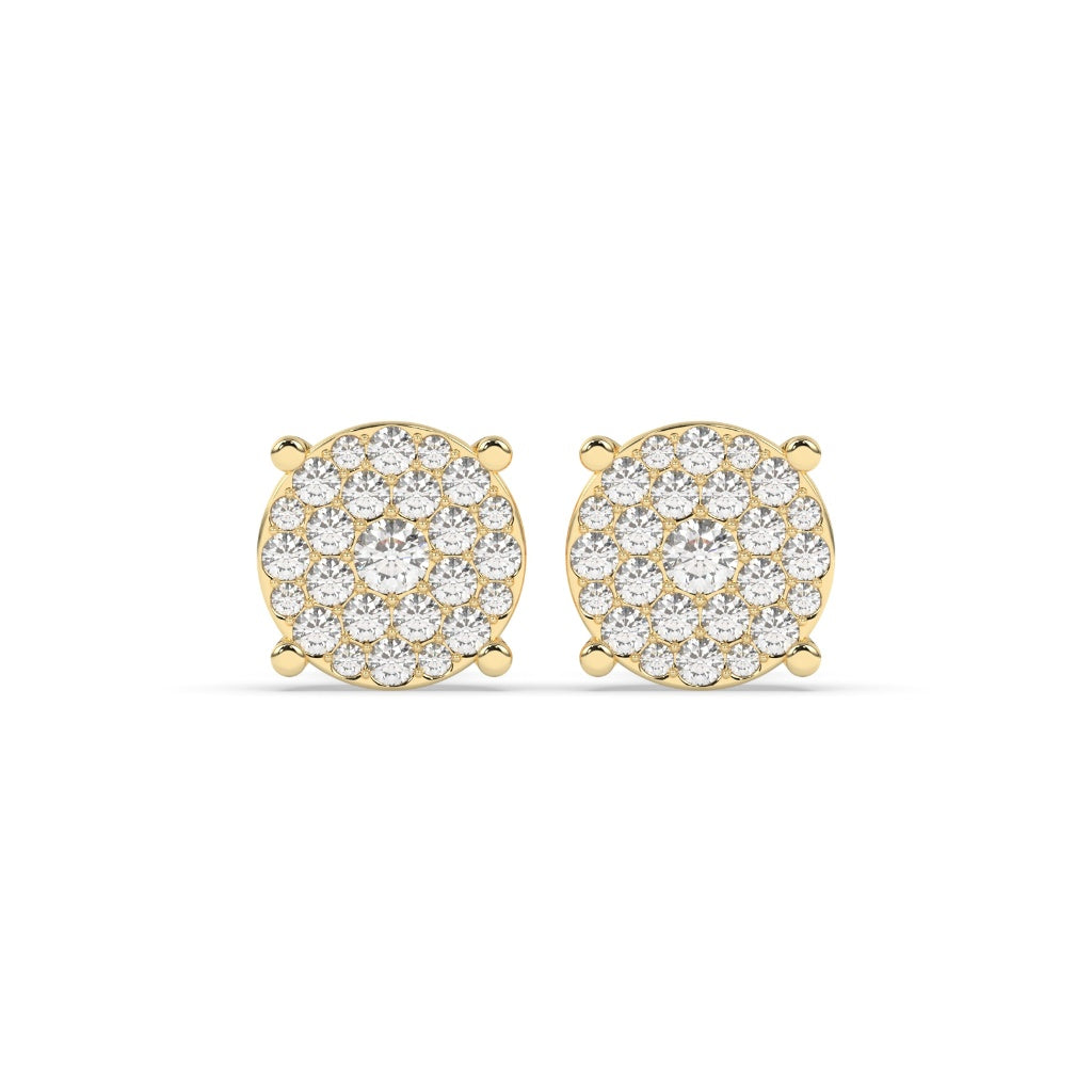 Gold Pavé Cluster Stud Earrings