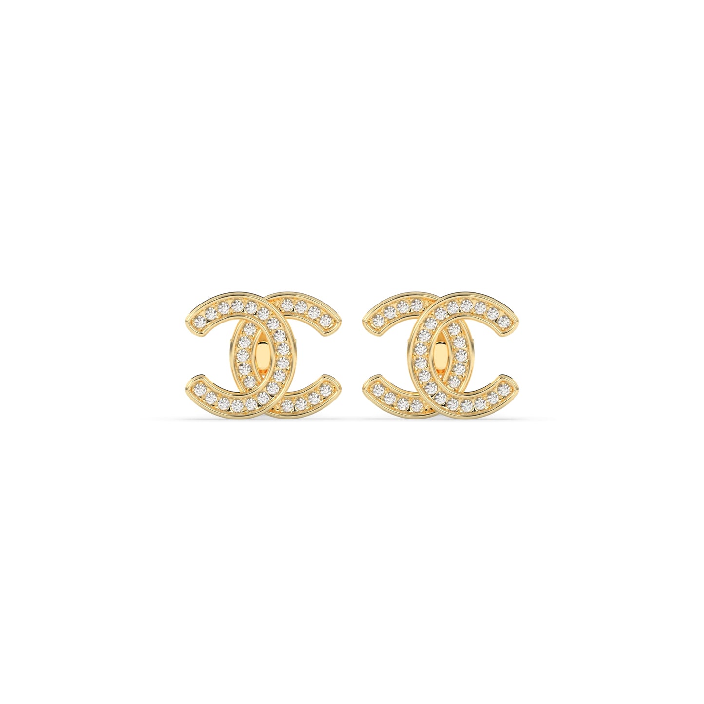 Twin C Sparkle Studs Earrings