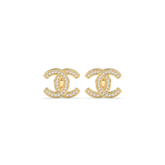 Twin C Sparkle Studs Earrings