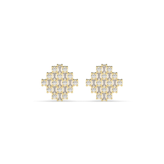 Baguette Cross Cluster Stud Earrings