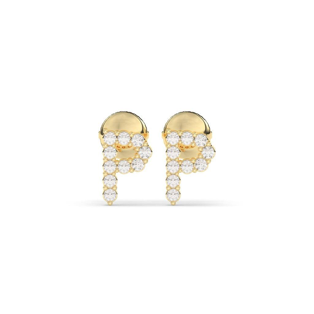Diamond Letter P Stud Earrings