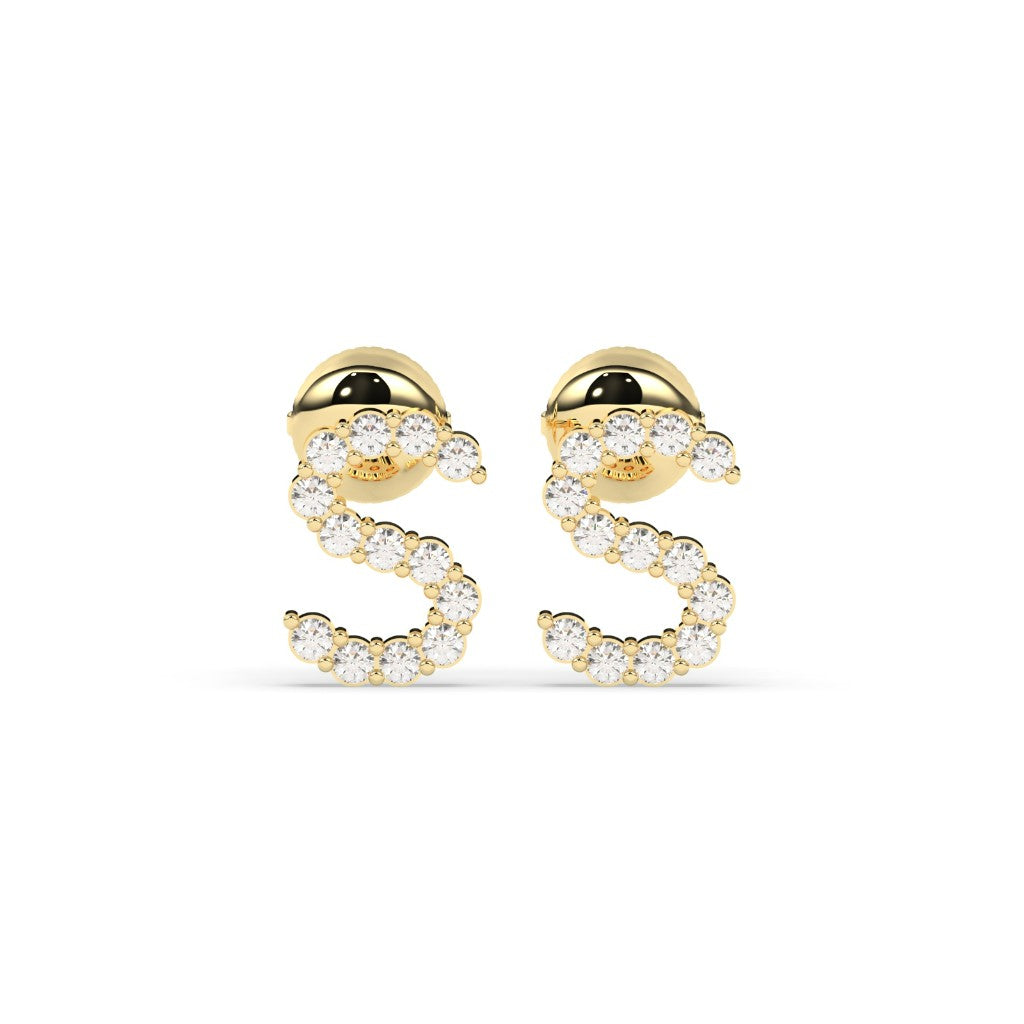 Elegant S Shape Diamond Studs